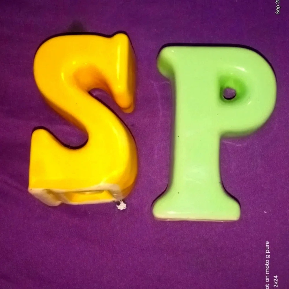 Vintage S & P Monogram Letters Ceramic Salt & Pepper Shakers Set Japan